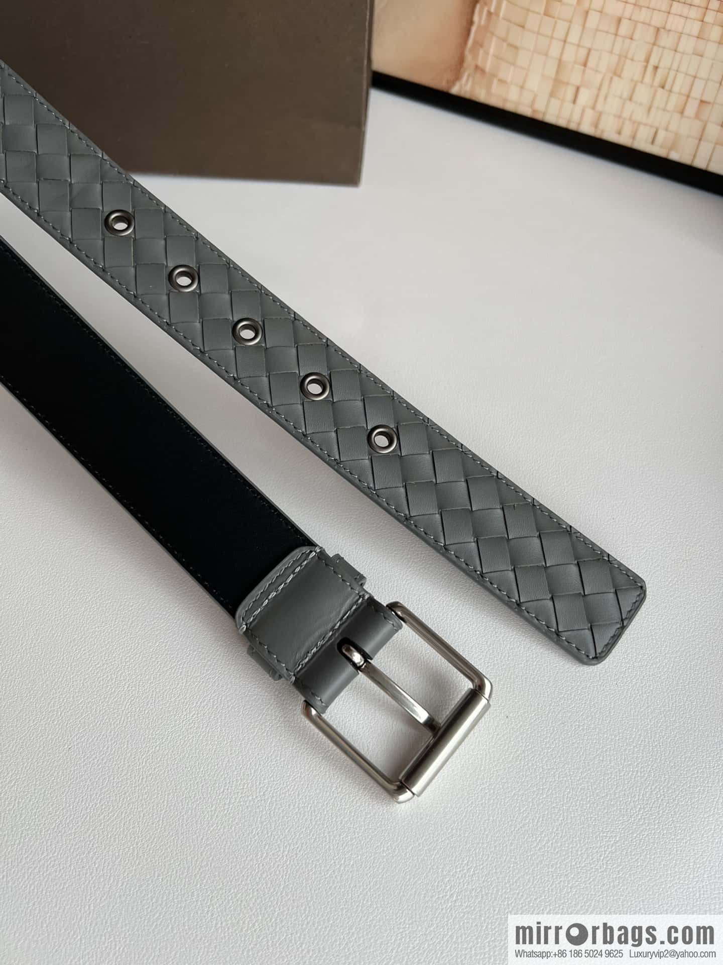 BV Safeguard Replica Luxury Handbag, Exquisite Silver Five Metal Buckle Men's 3.5cm Belt