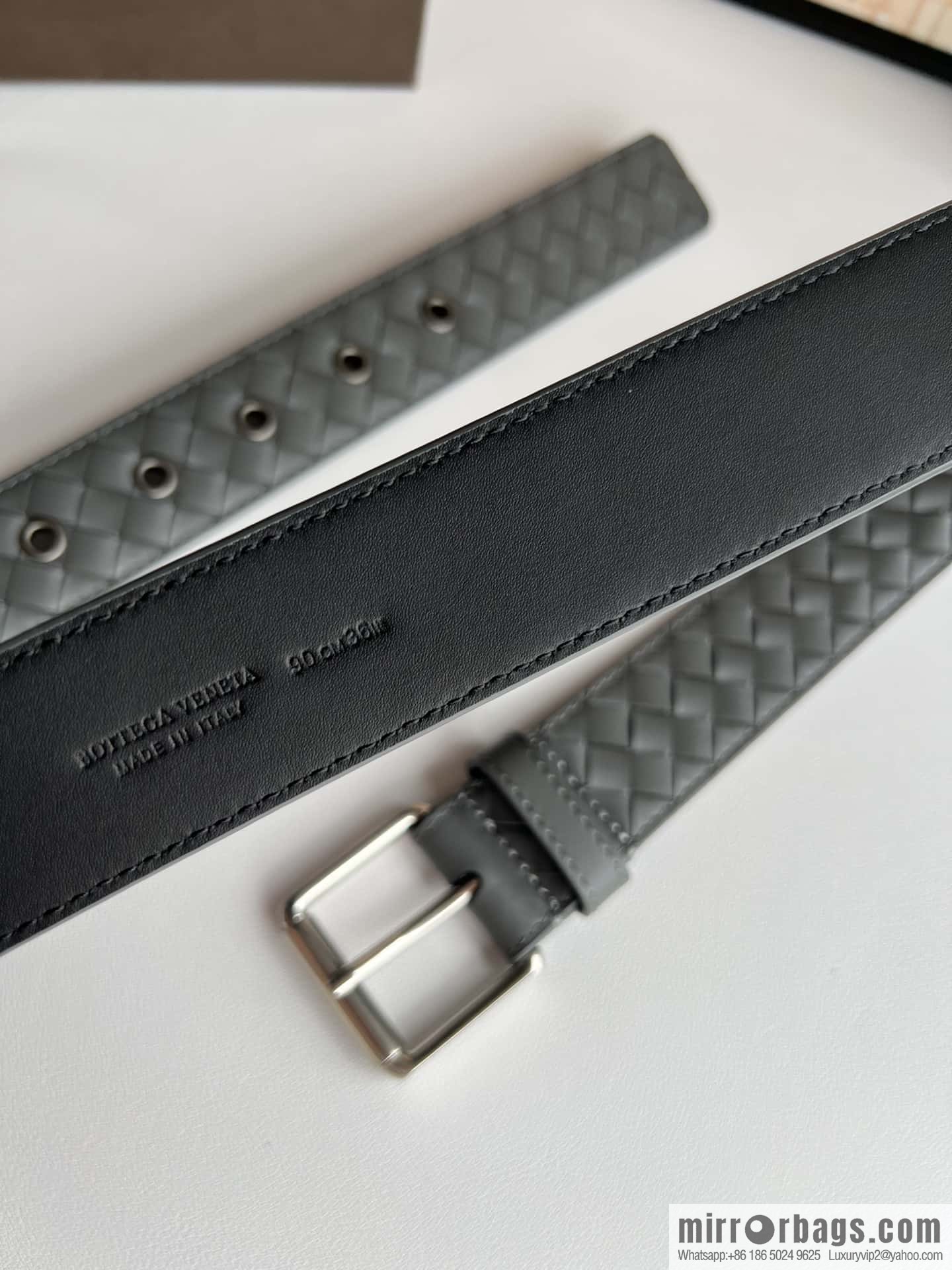 BV Safeguard Replica Luxury Handbag, Exquisite Silver Five Metal Buckle Men's 3.5cm Belt