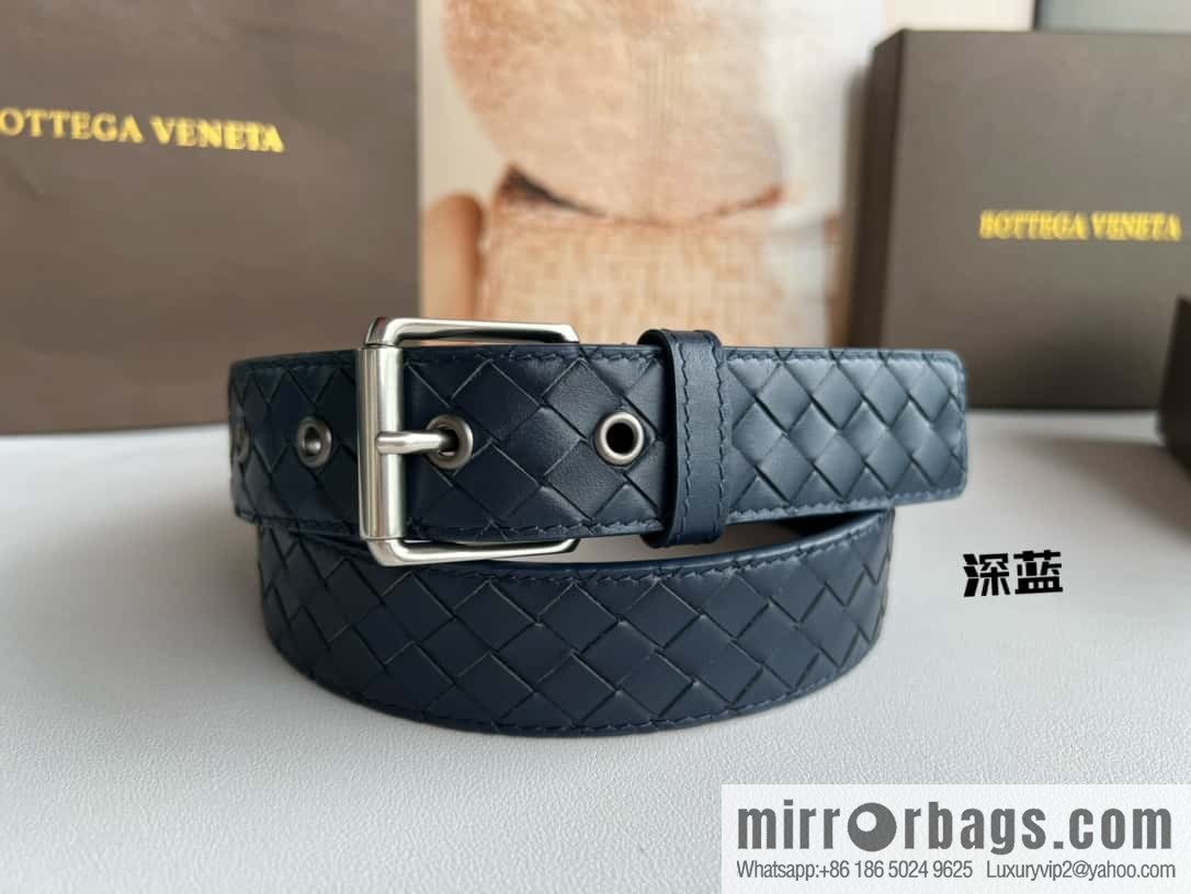 BV Safeguard Replica Luxury Handbag, Exquisite Silver Five Metal Buckle Men's 3.5cm Belt