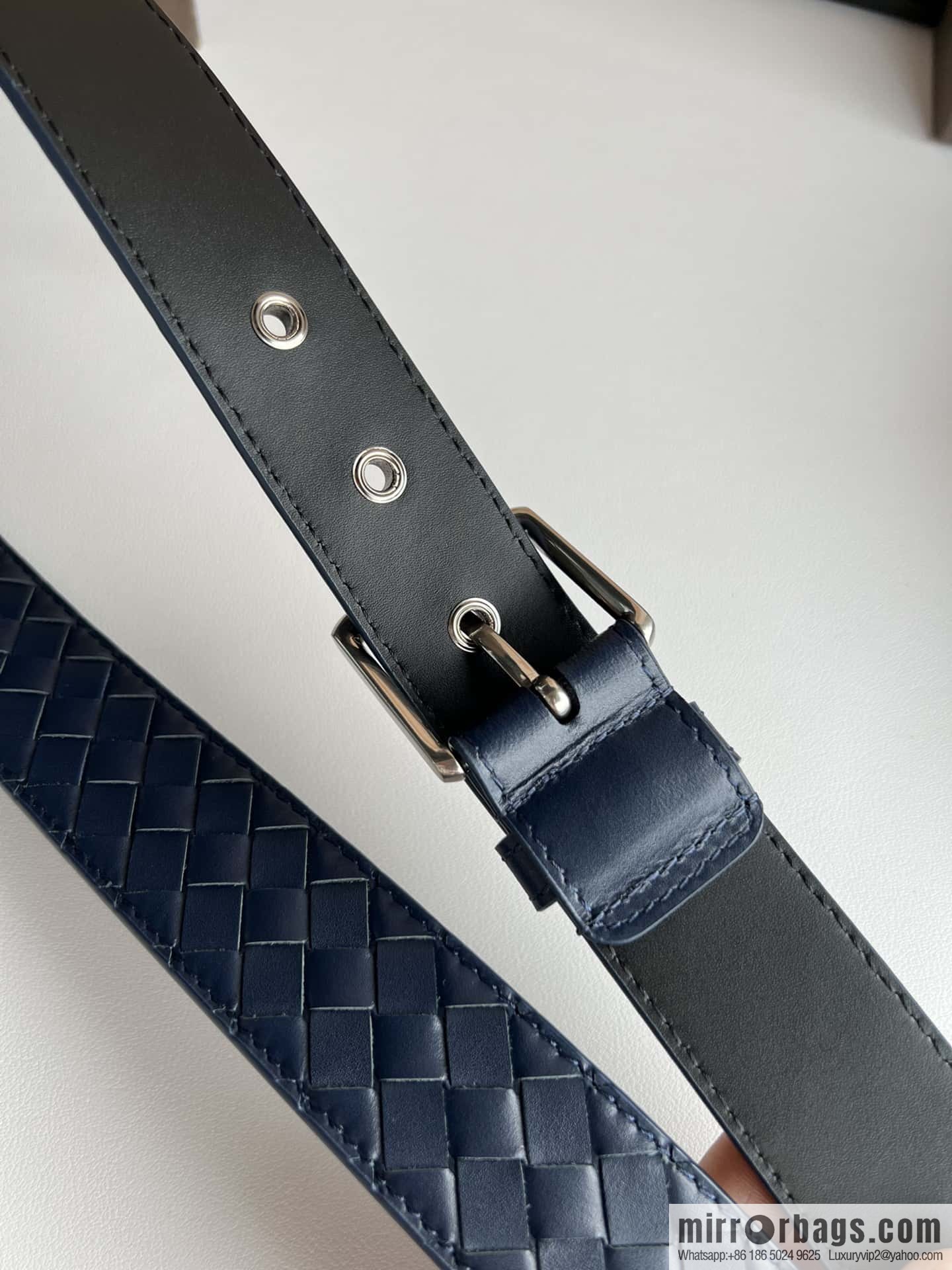 BV Safeguard Replica Luxury Handbag, Exquisite Silver Five Metal Buckle Men's 3.5cm Belt