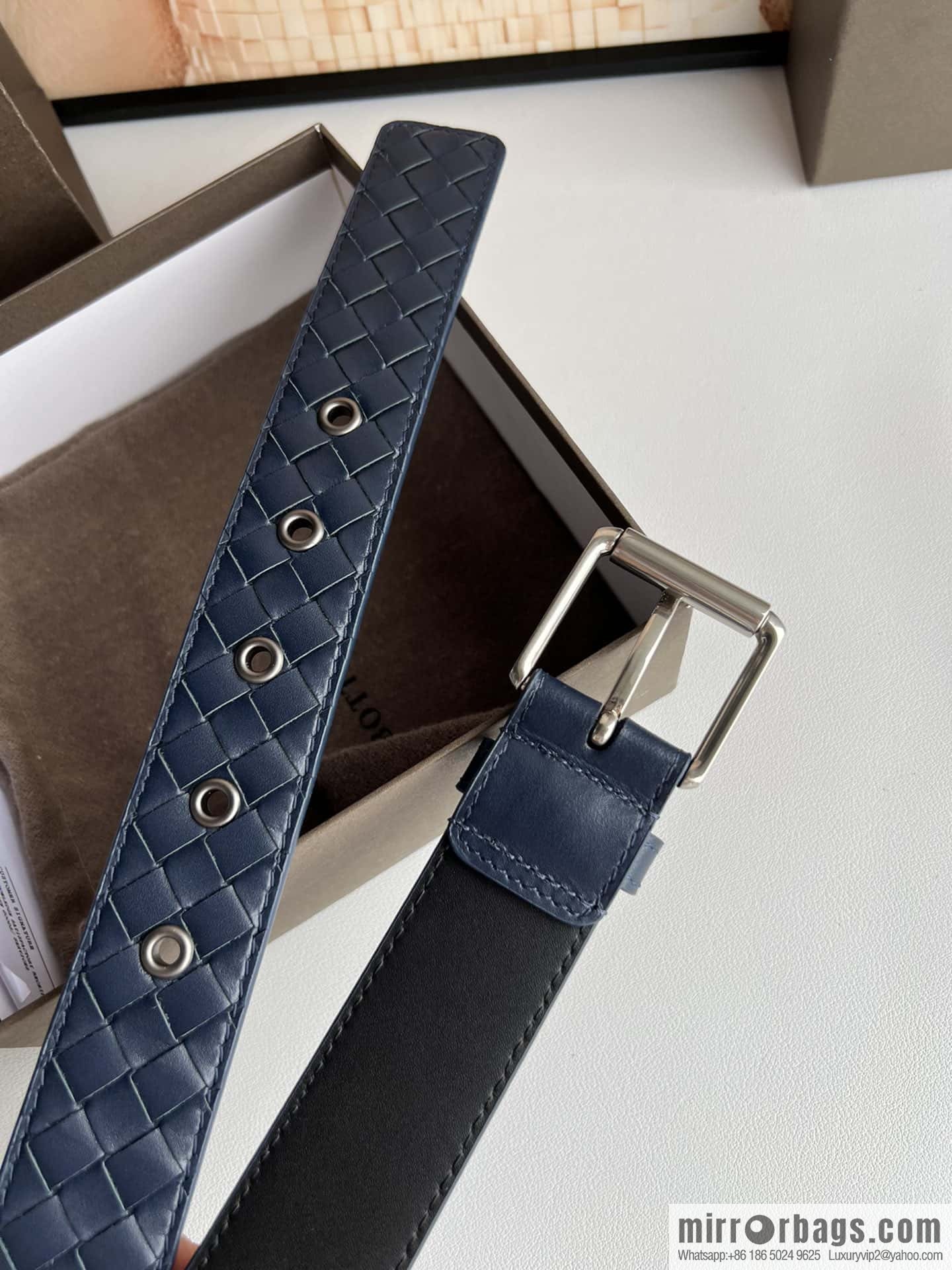 BV Safeguard Replica Luxury Handbag, Exquisite Silver Five Metal Buckle Men's 3.5cm Belt