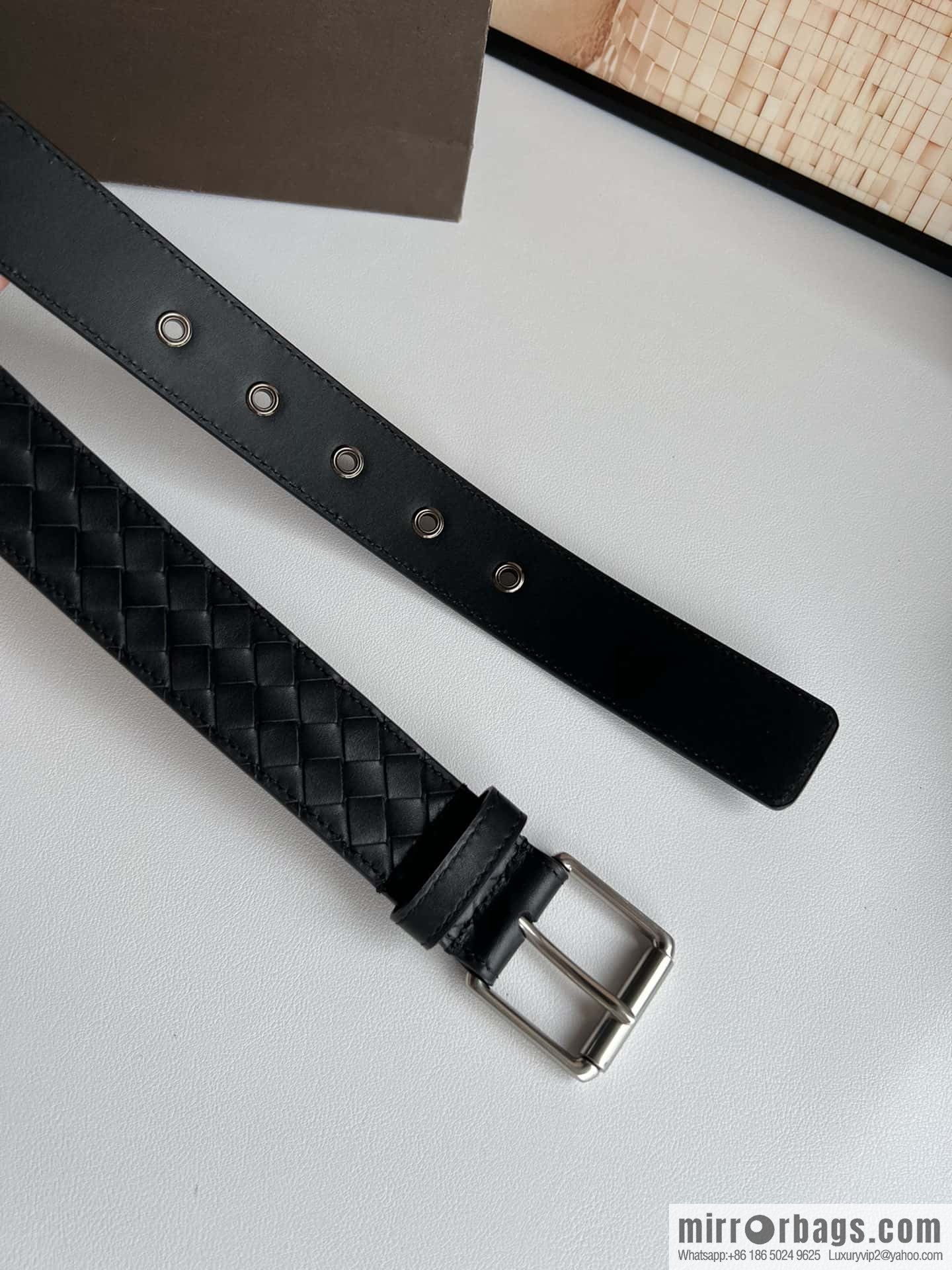 BV Safeguard Replica Luxury Handbag, Exquisite Silver Five Metal Buckle Men's 3.5cm Belt
