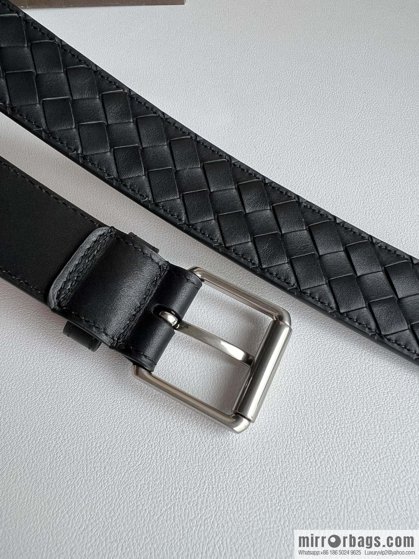 BV Safeguard Replica Luxury Handbag, Exquisite Silver Five Metal Buckle Men's 3.5cm Belt