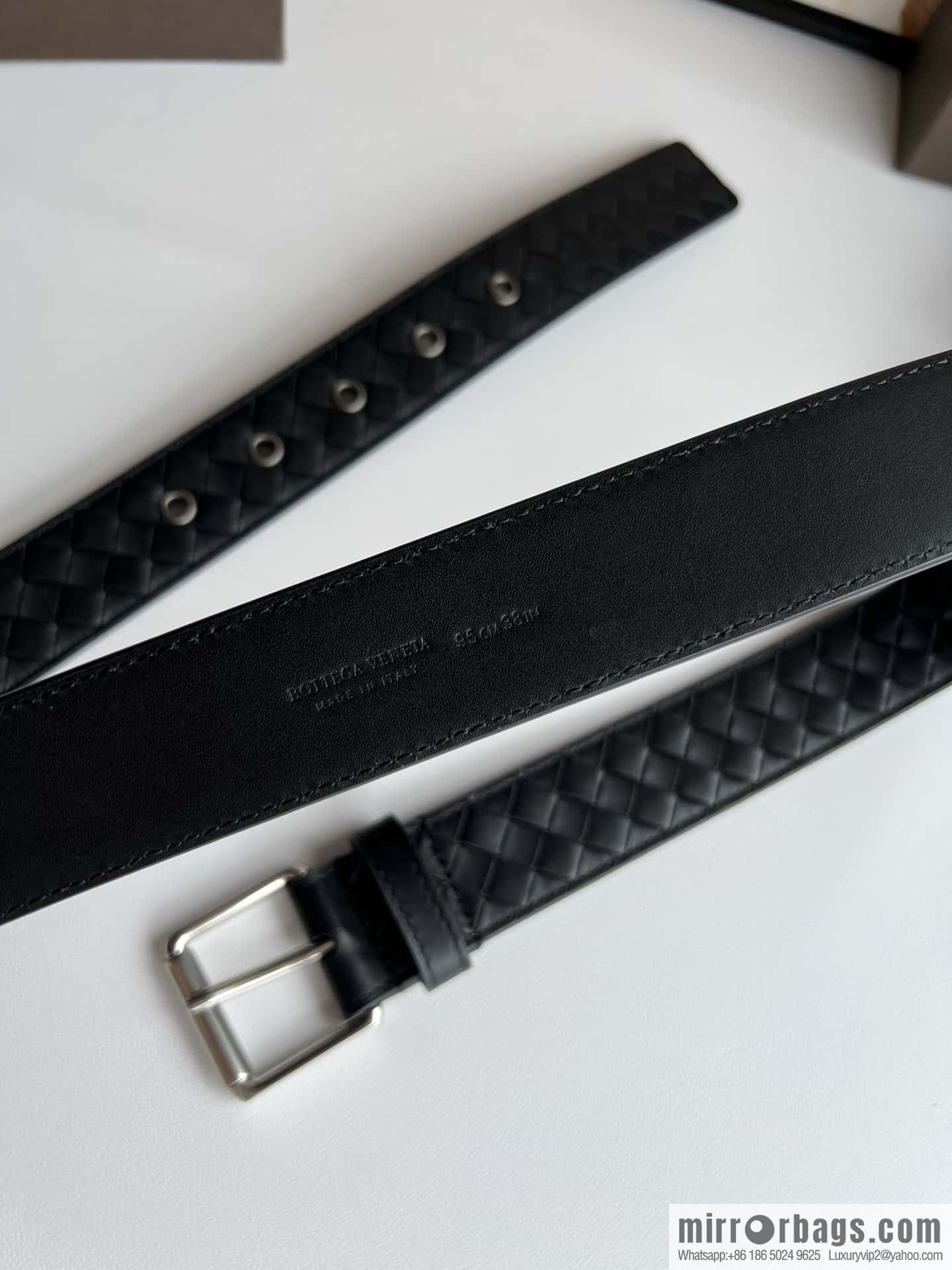 BV Safeguard Replica Luxury Handbag, Exquisite Silver Five Metal Buckle Men's 3.5cm Belt