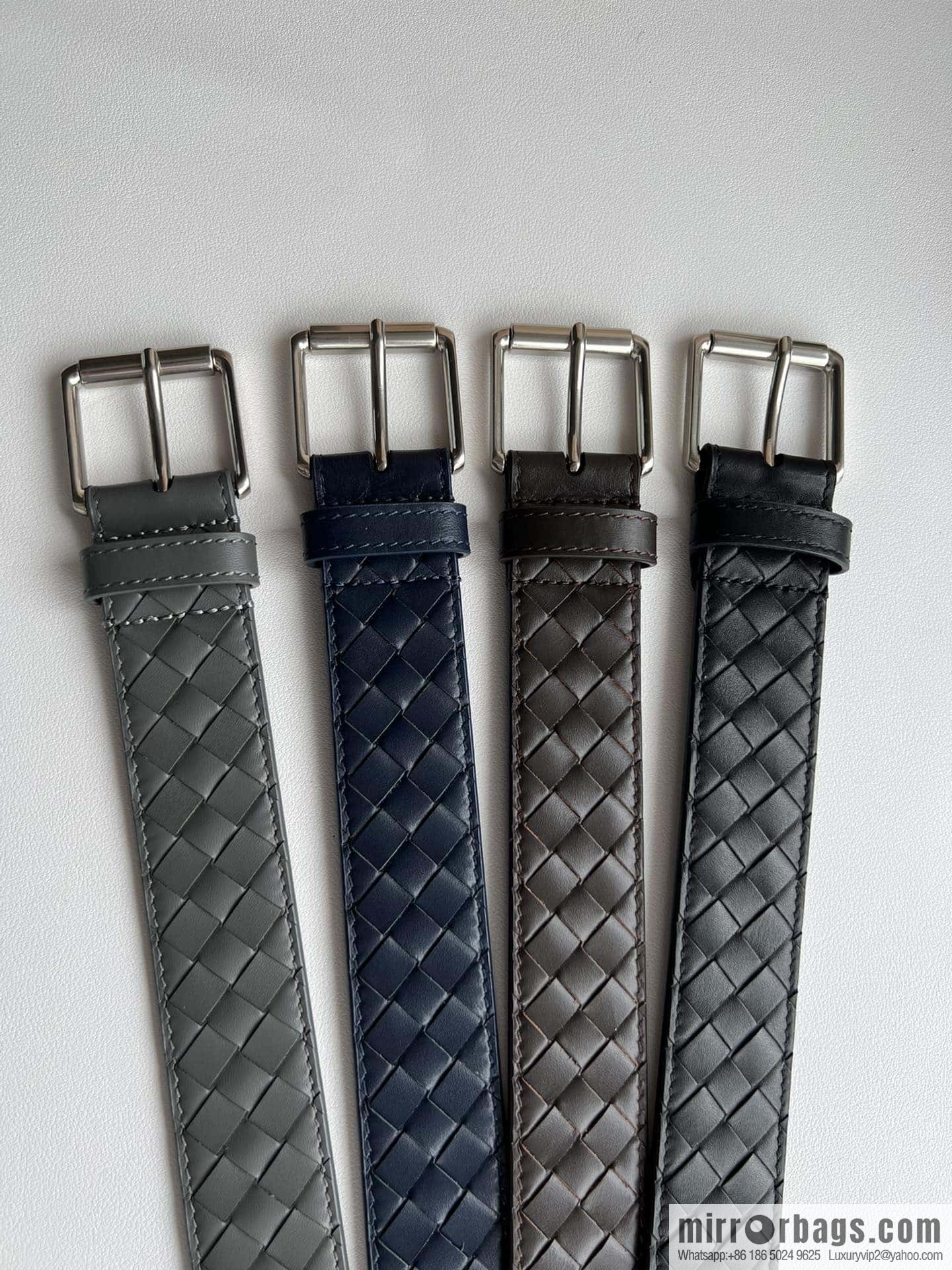 BV Safeguard Replica Luxury Handbag, Exquisite Silver Five Metal Buckle Men's 3.5cm Belt