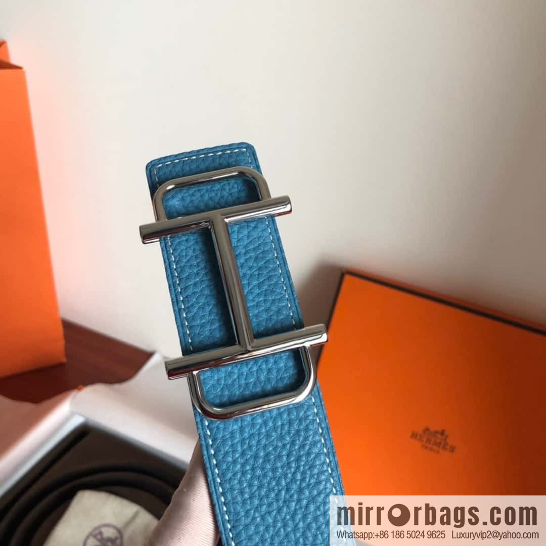 HERMES Hermès counter new royal metal buckle with double-sided original lychee leather 3.8cm belt