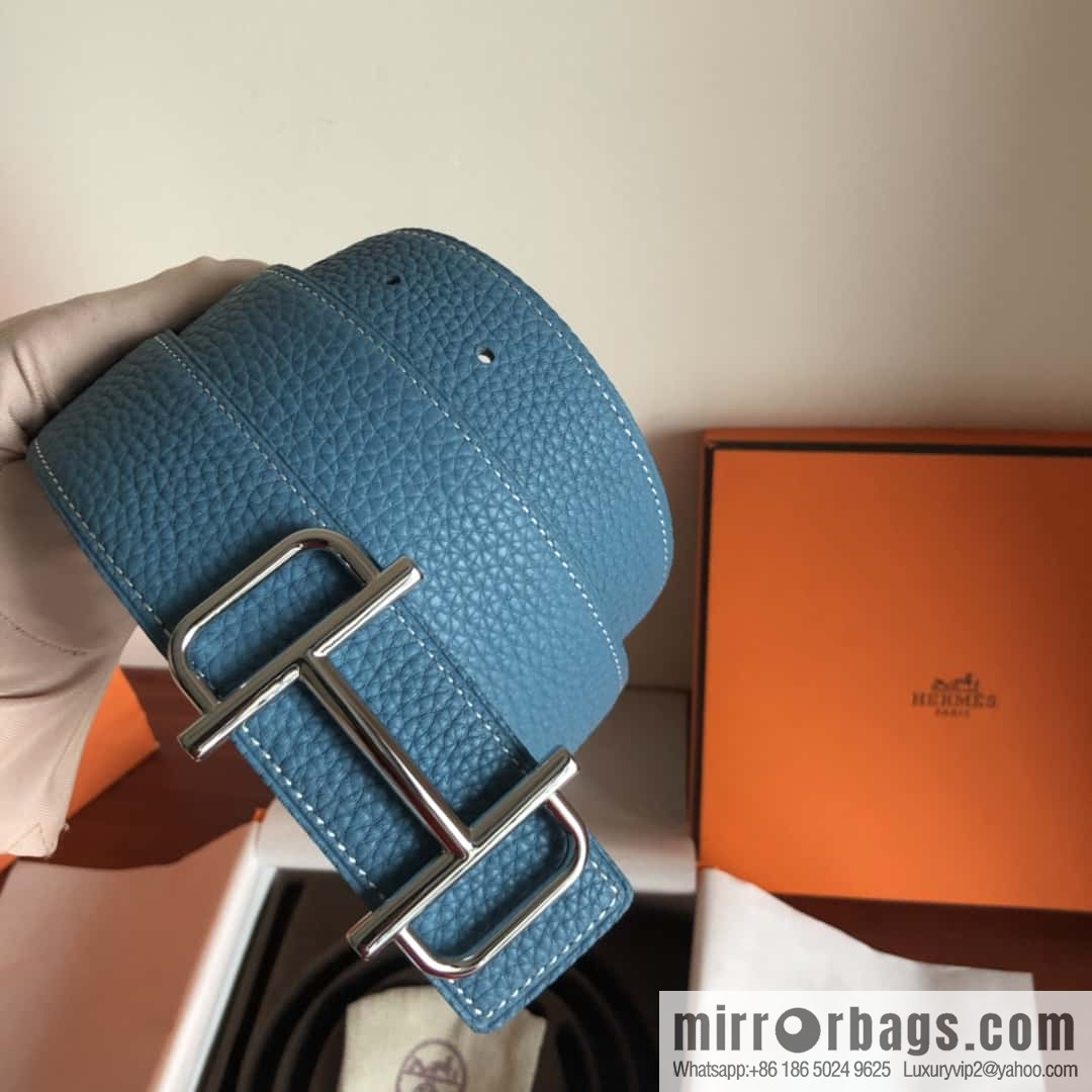 HERMES Hermès counter new royal metal buckle with double-sided original lychee leather 3.8cm belt