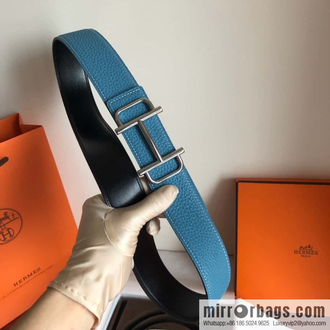 HERMES Hermès counter new royal metal buckle with double-sided original lychee leather 3.8cm belt
