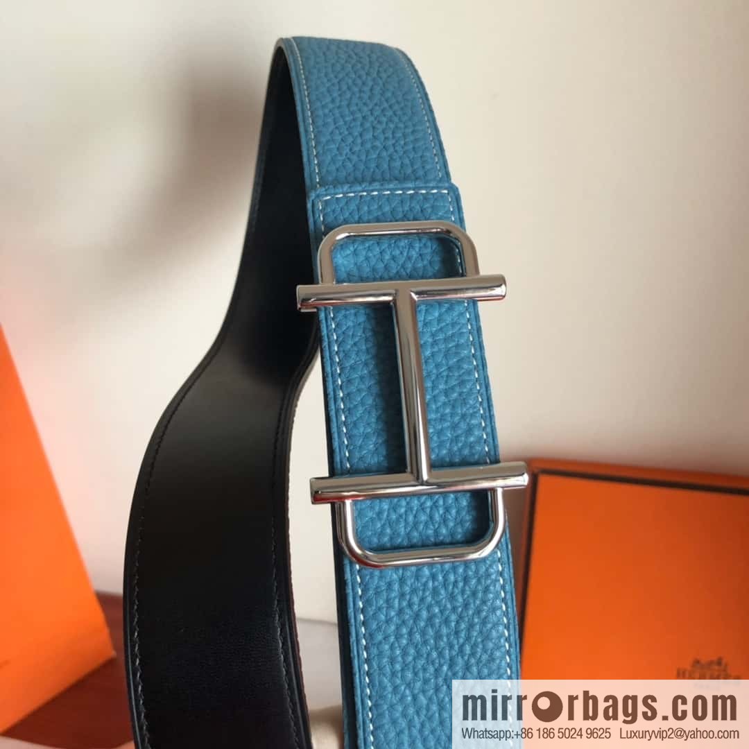 HERMES Hermès counter new royal metal buckle with double-sided original lychee leather 3.8cm belt
