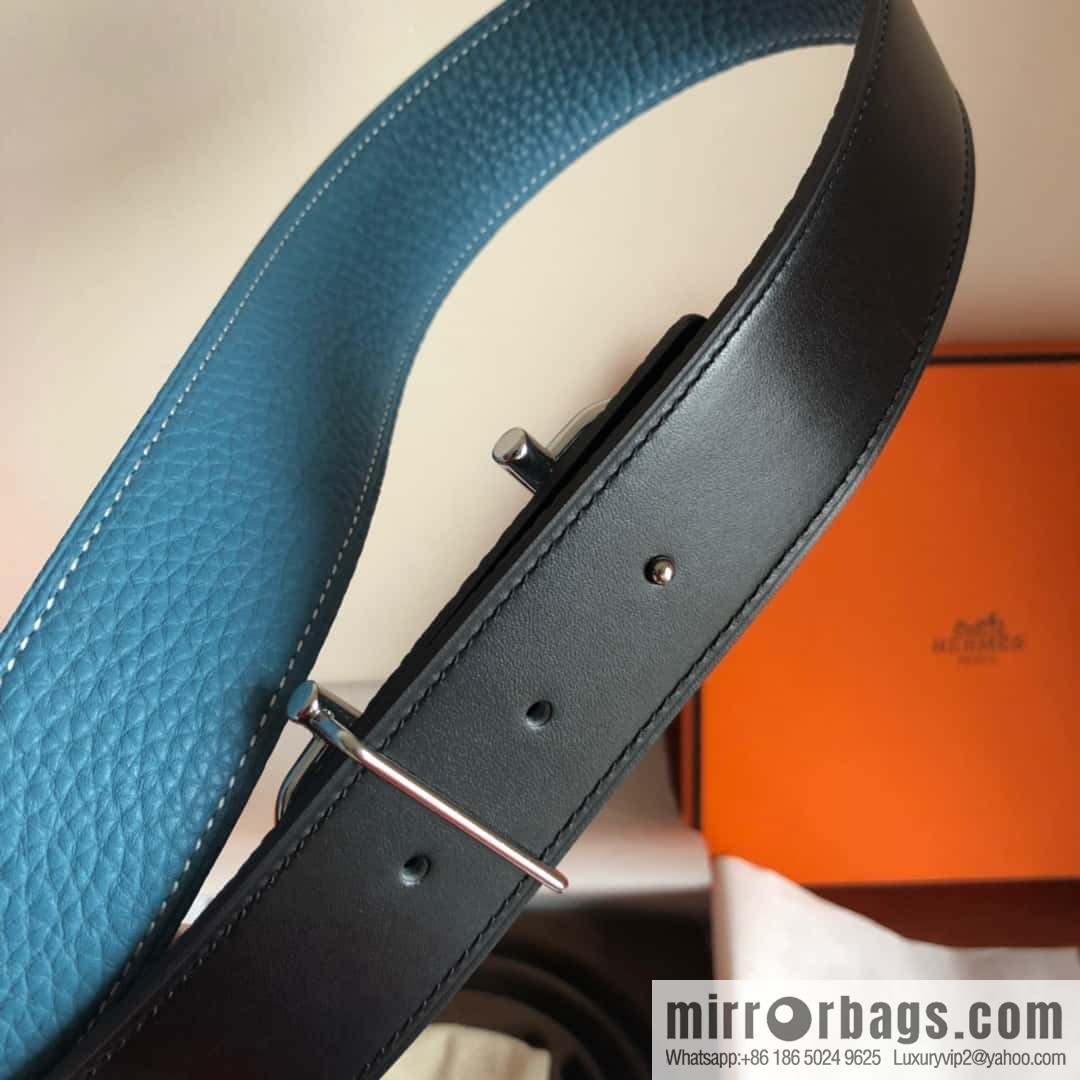HERMES Hermès counter new royal metal buckle with double-sided original lychee leather 3.8cm belt