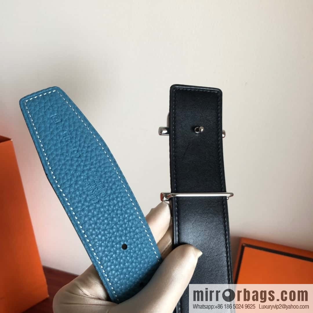 HERMES Hermès counter new royal metal buckle with double-sided original lychee leather 3.8cm belt