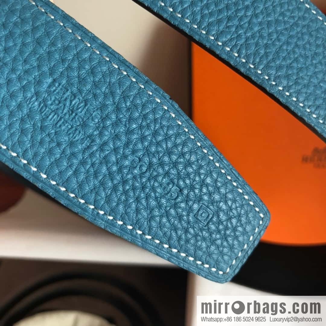 HERMES Hermès counter new royal metal buckle with double-sided original lychee leather 3.8cm belt