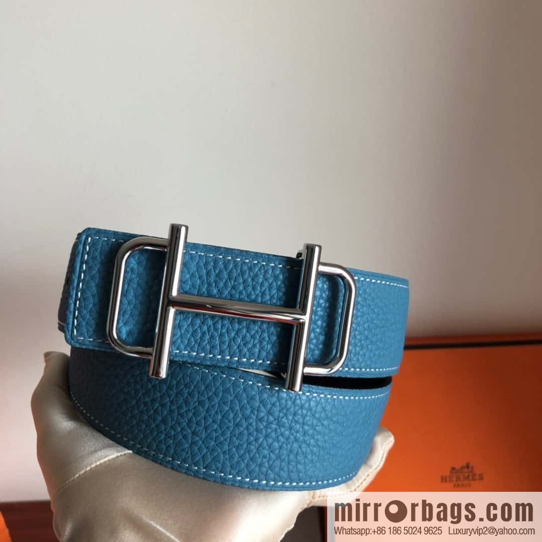 HERMES Hermès counter new royal metal buckle with double-sided original lychee leather 3.8cm belt