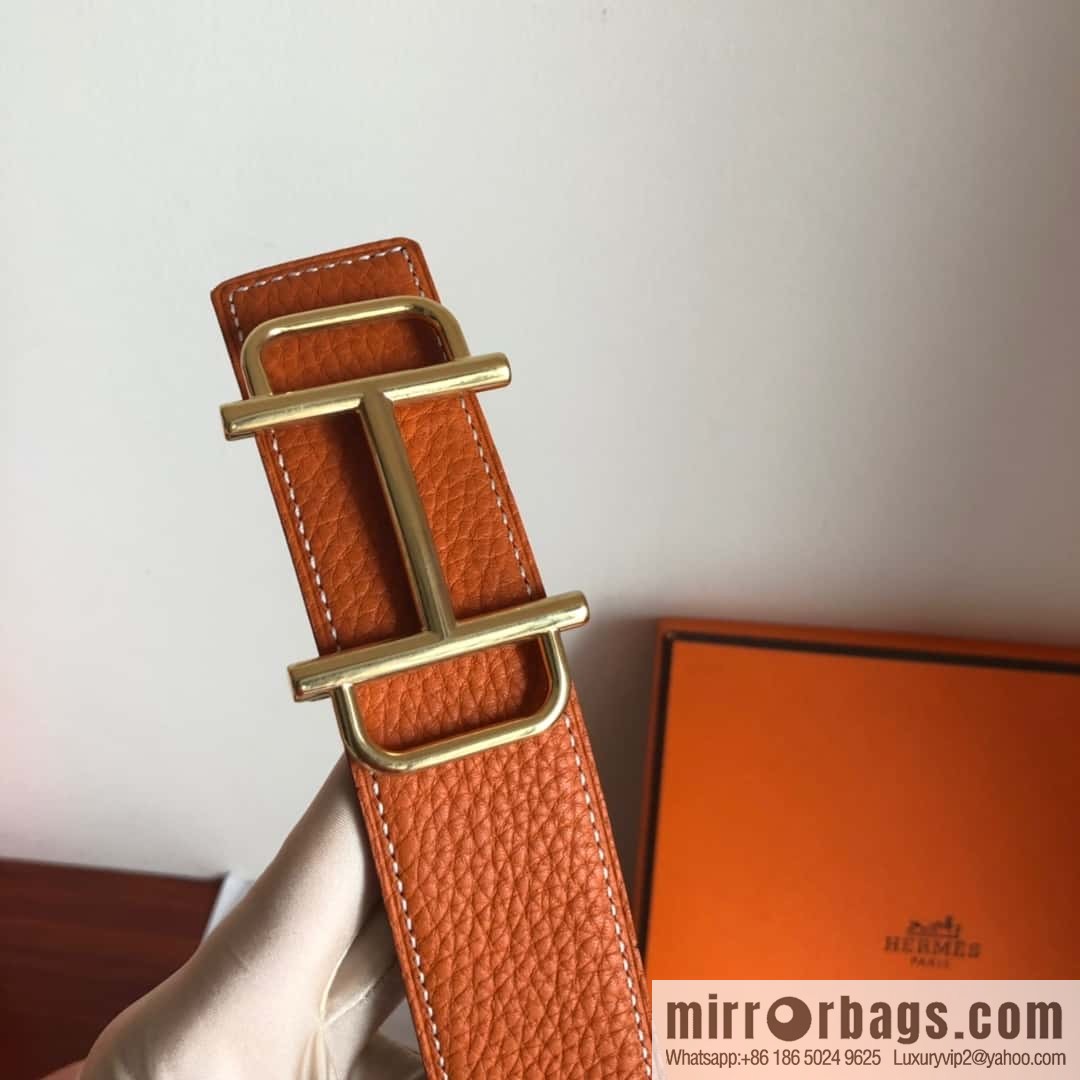 HERMES Hermès counter new royal metal buckle with double-sided original lychee leather 3.8cm belt