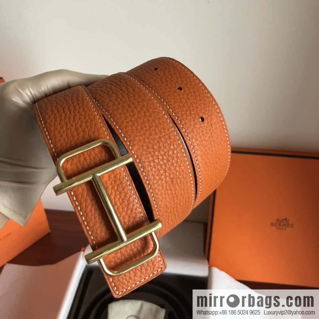 HERMES Hermès counter new royal metal buckle with double-sided original lychee leather 3.8cm belt