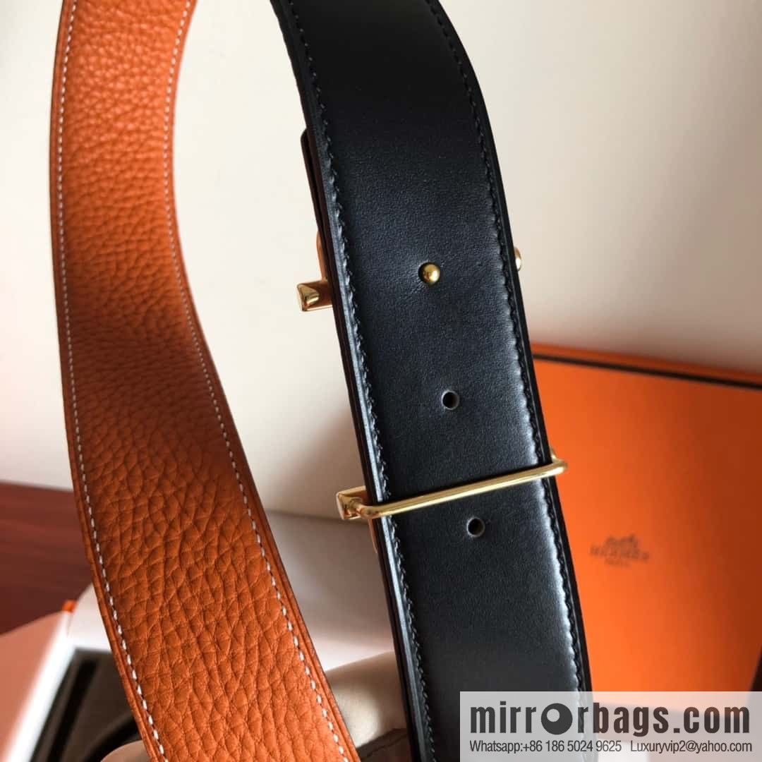 HERMES Hermès counter new royal metal buckle with double-sided original lychee leather 3.8cm belt