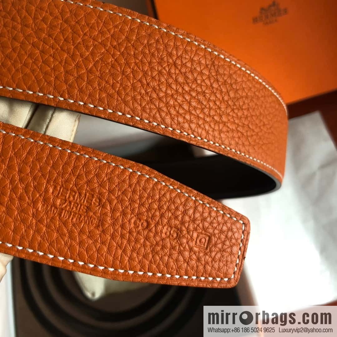 HERMES Hermès counter new royal metal buckle with double-sided original lychee leather 3.8cm belt