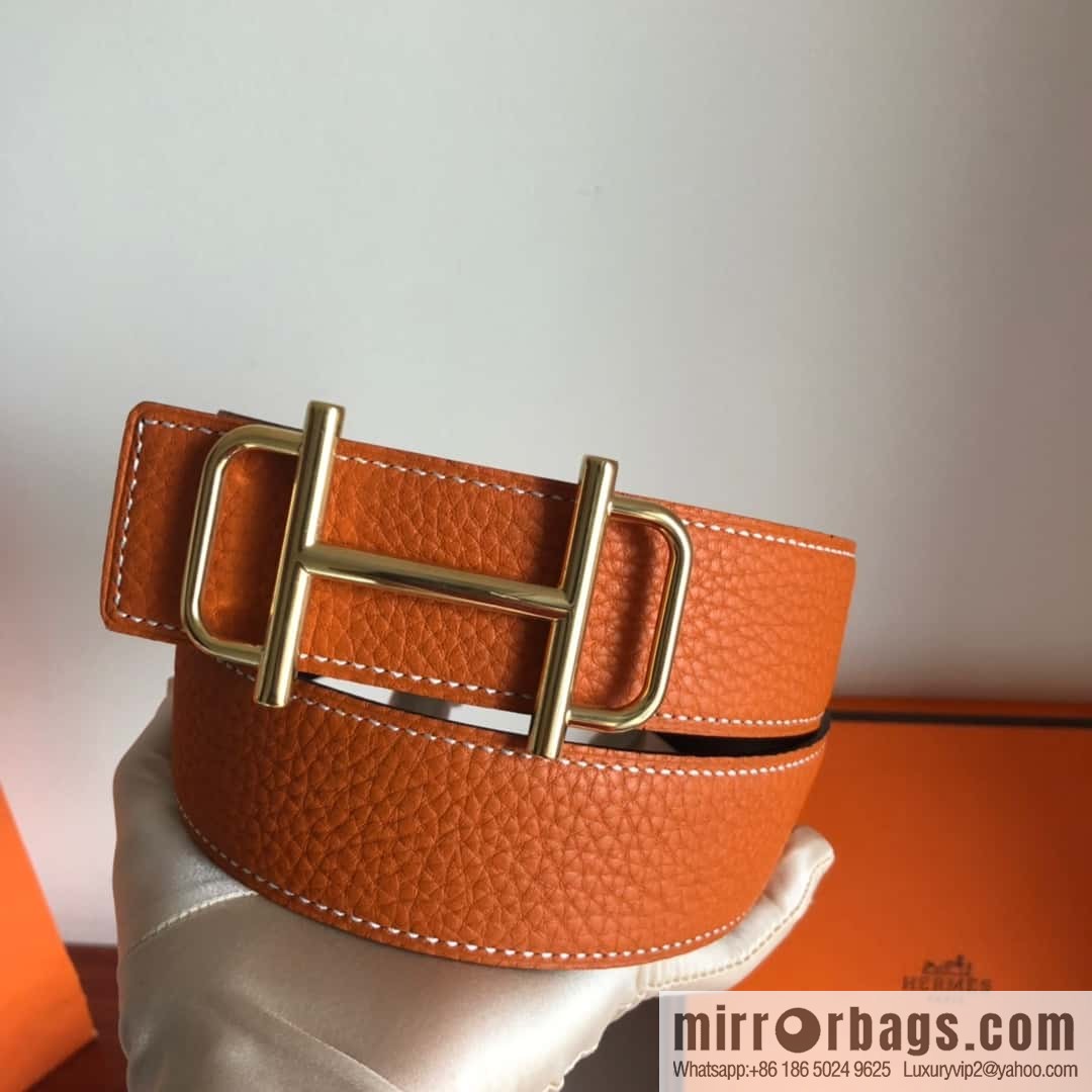 HERMES Hermès counter new royal metal buckle with double-sided original lychee leather 3.8cm belt