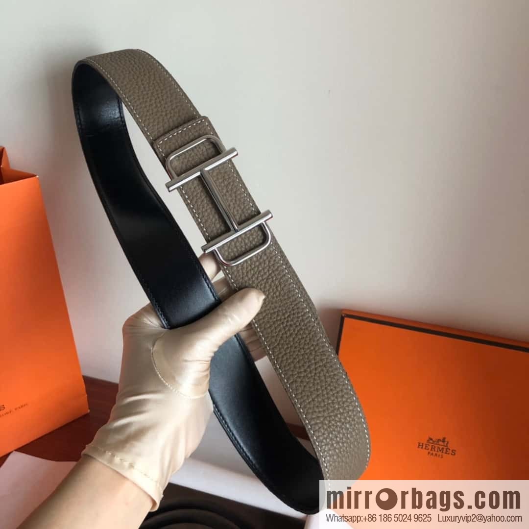 HERMES Hermès counter new royal metal buckle with double-sided original lychee leather 3.8cm belt