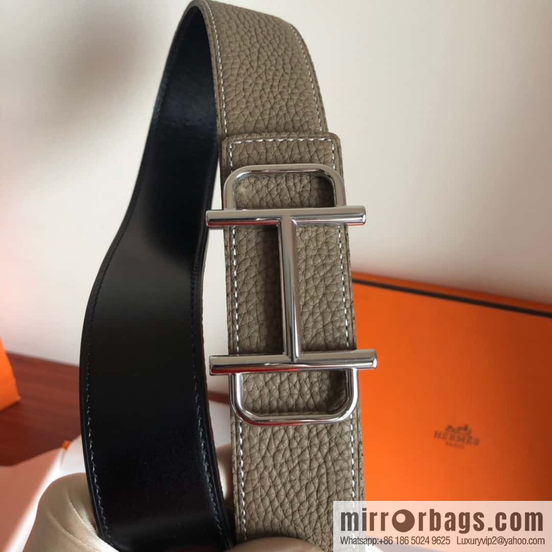 HERMES Hermès counter new royal metal buckle with double-sided original lychee leather 3.8cm belt