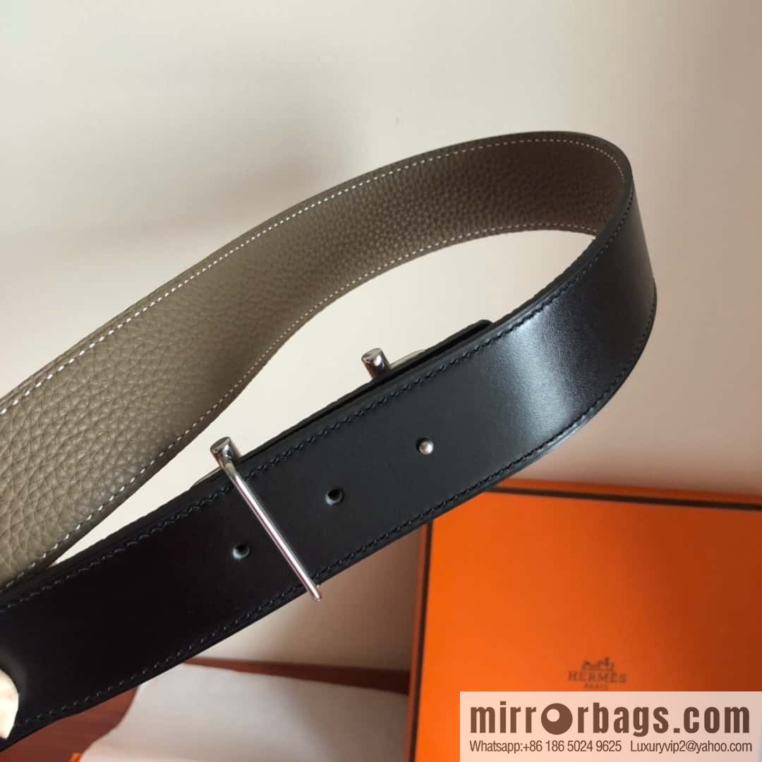 HERMES Hermès counter new royal metal buckle with double-sided original lychee leather 3.8cm belt