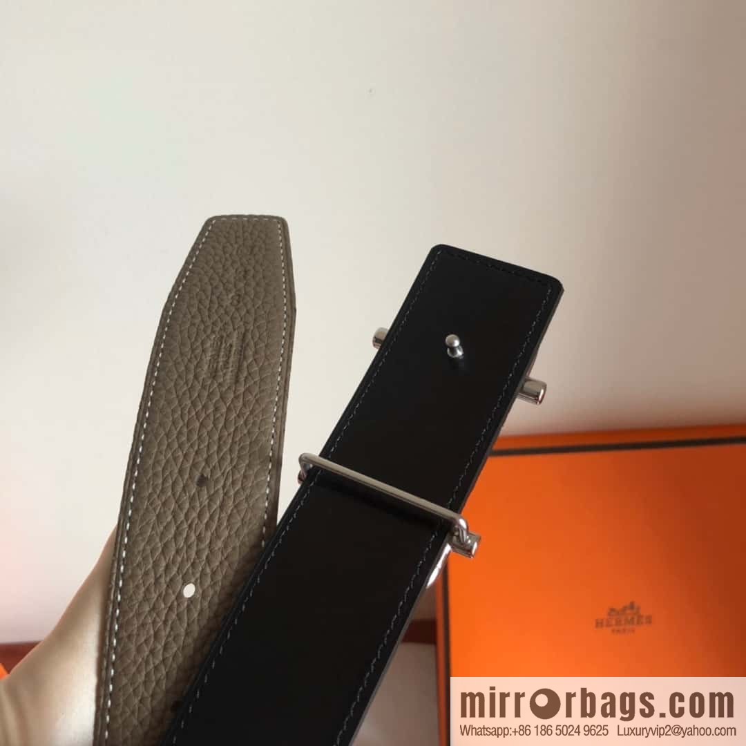 HERMES Hermès counter new royal metal buckle with double-sided original lychee leather 3.8cm belt