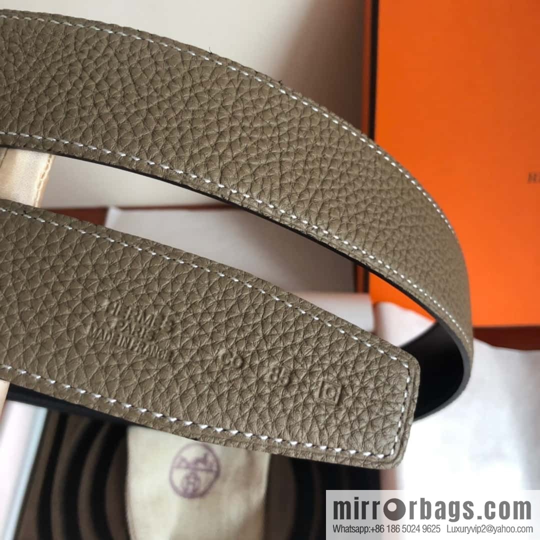 HERMES Hermès counter new royal metal buckle with double-sided original lychee leather 3.8cm belt