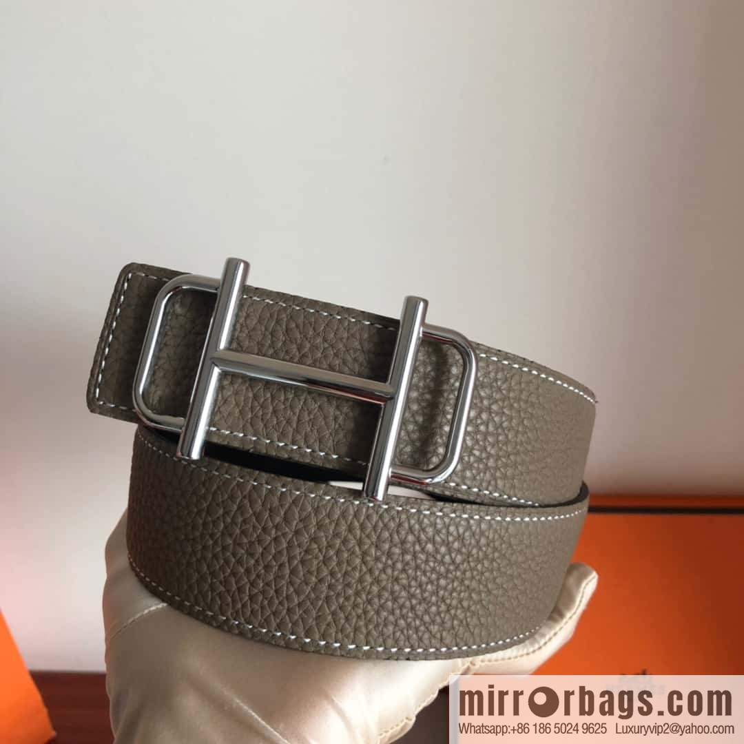 HERMES Hermès counter new royal metal buckle with double-sided original lychee leather 3.8cm belt