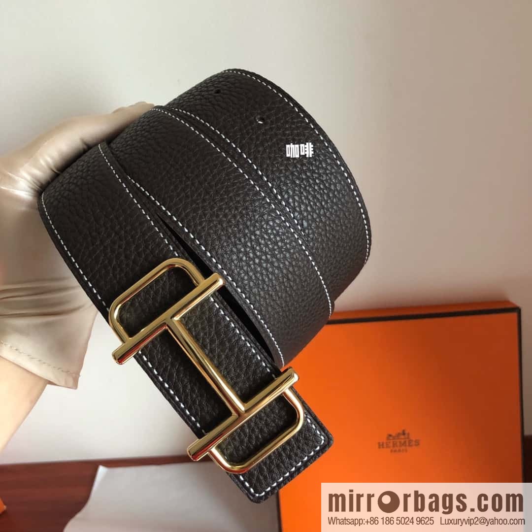 HERMES Hermès counter new royal metal buckle with double-sided original lychee leather 3.8cm belt