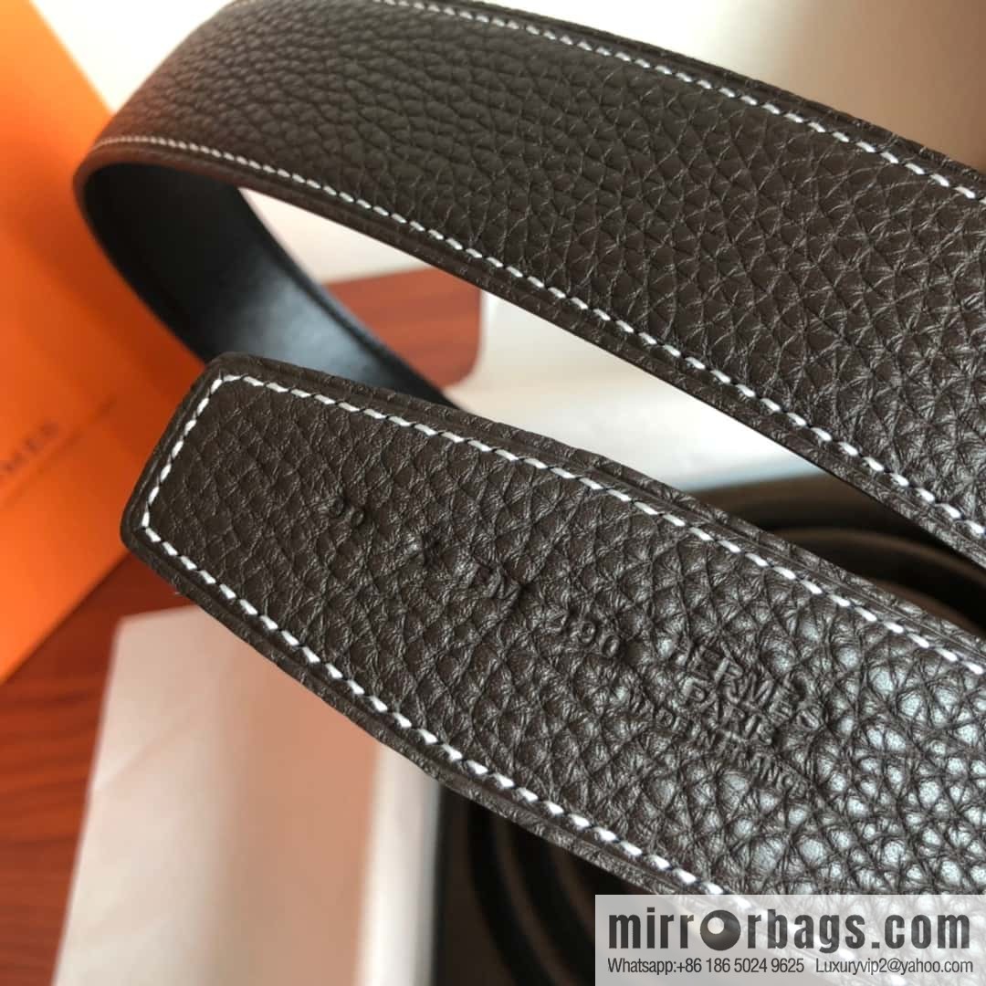 HERMES Hermès counter new royal metal buckle with double-sided original lychee leather 3.8cm belt