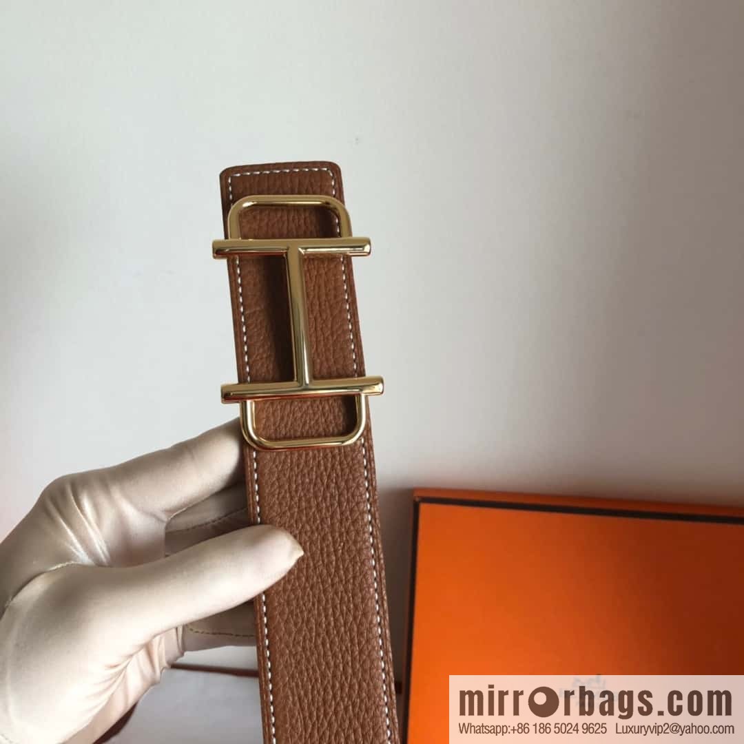 HERMES Hermès counter new royal metal buckle with double-sided original lychee leather 3.8cm belt