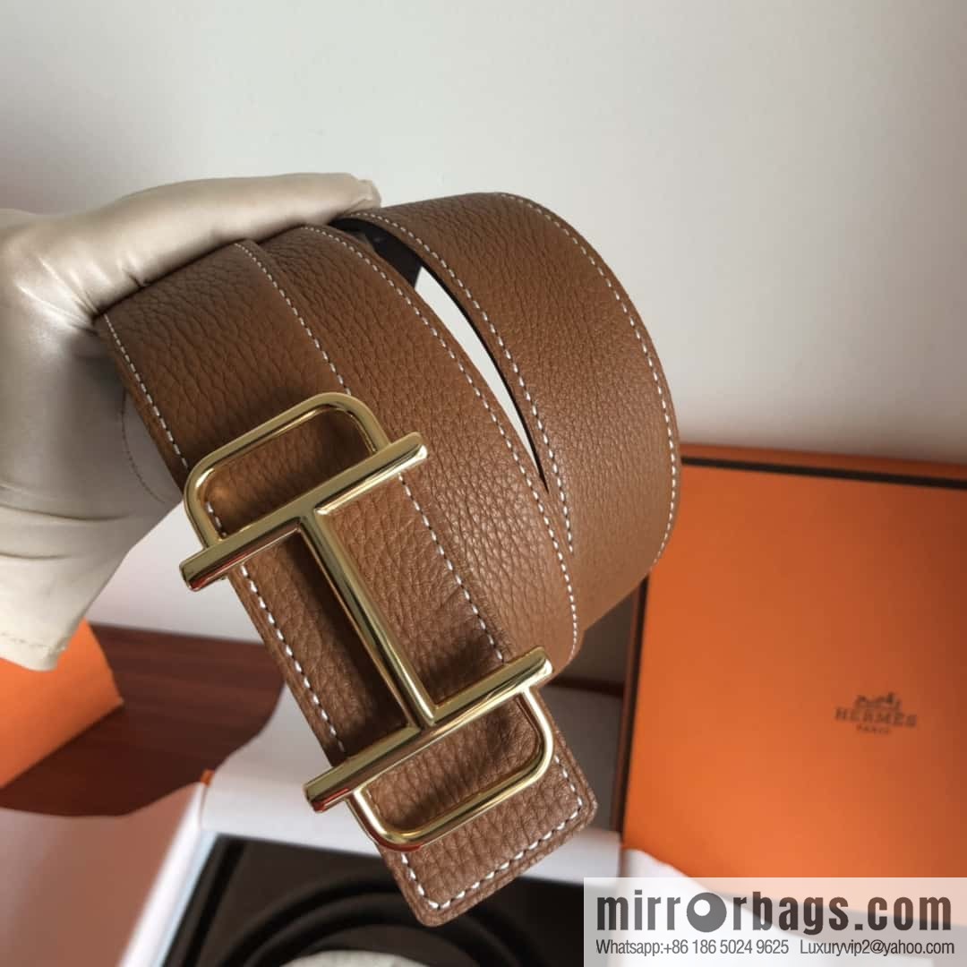 HERMES Hermès counter new royal metal buckle with double-sided original lychee leather 3.8cm belt