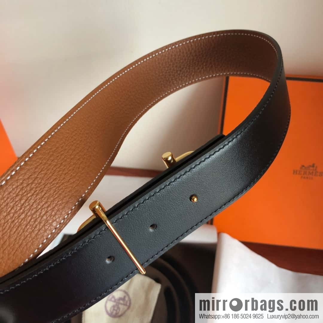 HERMES Hermès counter new royal metal buckle with double-sided original lychee leather 3.8cm belt