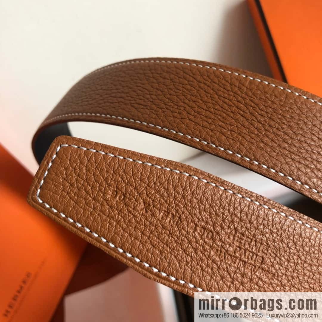 HERMES Hermès counter new royal metal buckle with double-sided original lychee leather 3.8cm belt