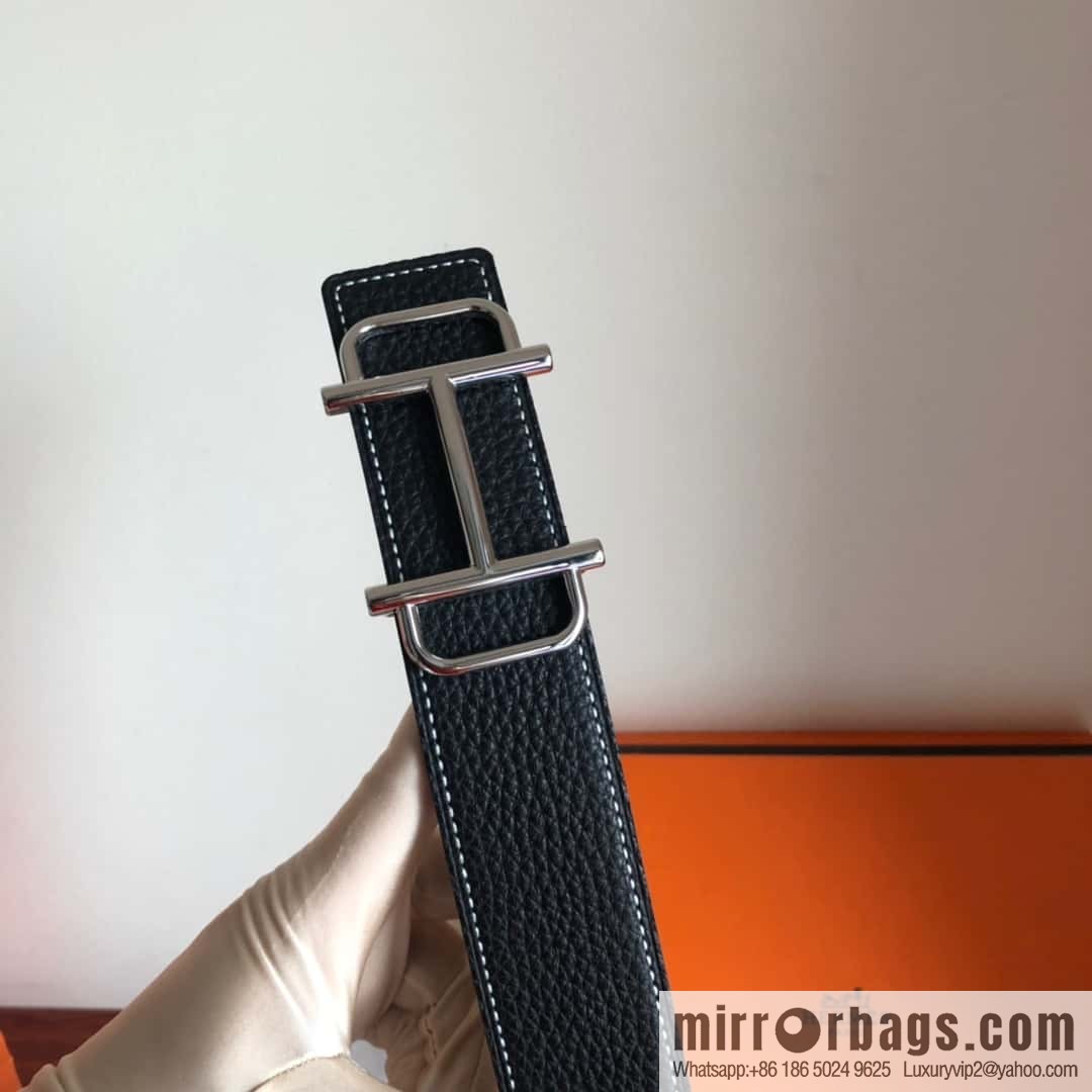 HERMES Hermès counter new royal metal buckle with double-sided original lychee leather 3.8cm belt