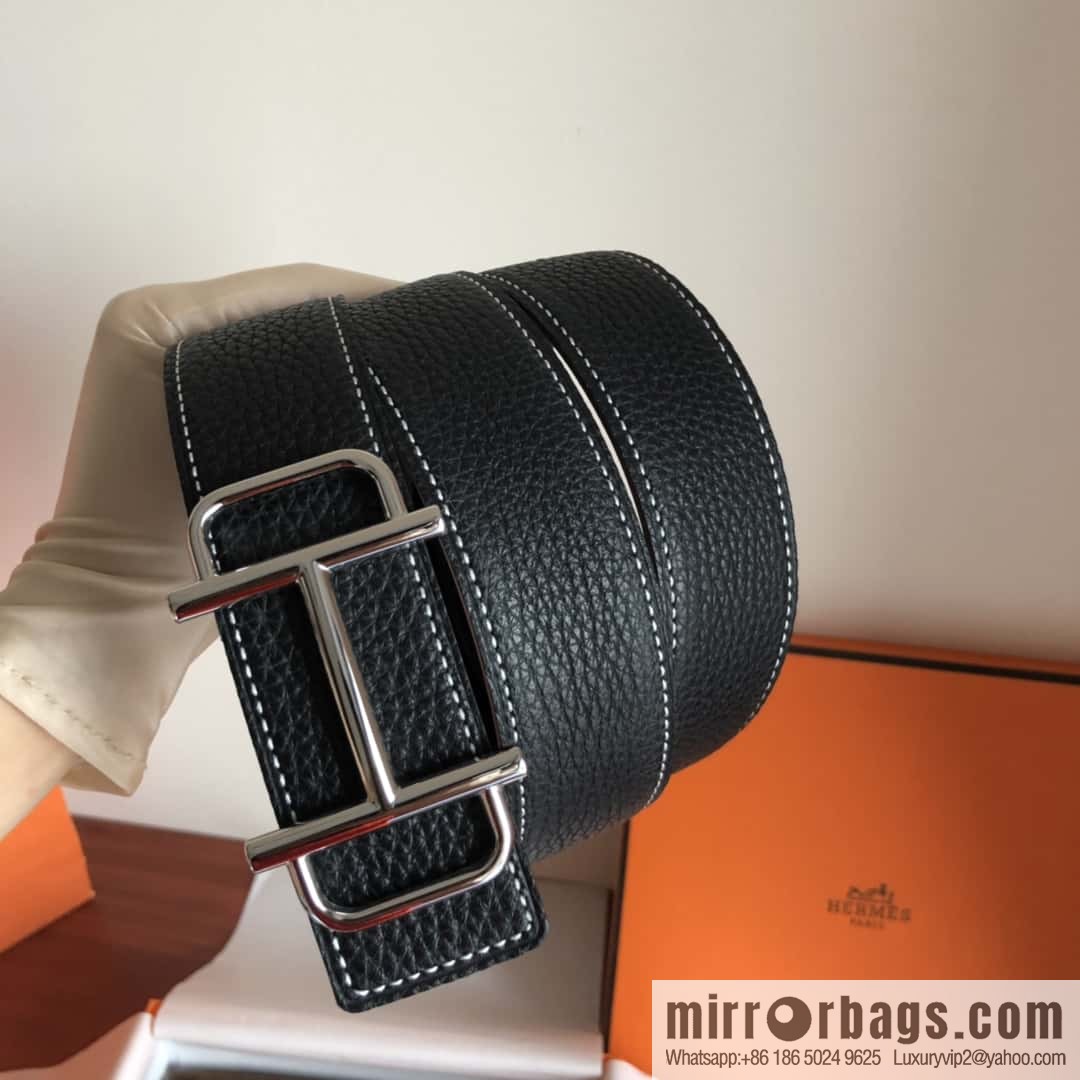 HERMES Hermès counter new royal metal buckle with double-sided original lychee leather 3.8cm belt