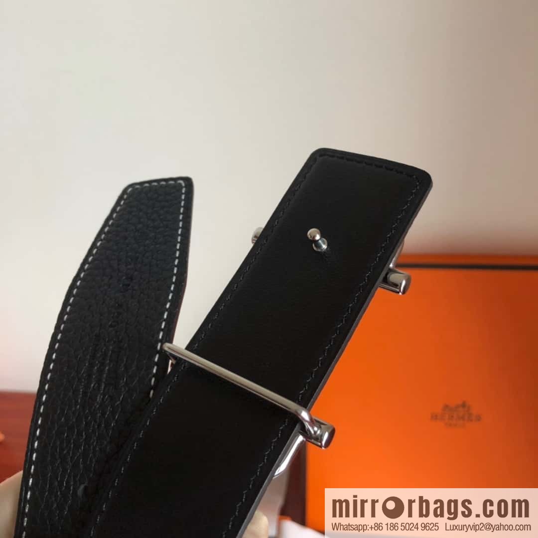 HERMES Hermès counter new royal metal buckle with double-sided original lychee leather 3.8cm belt