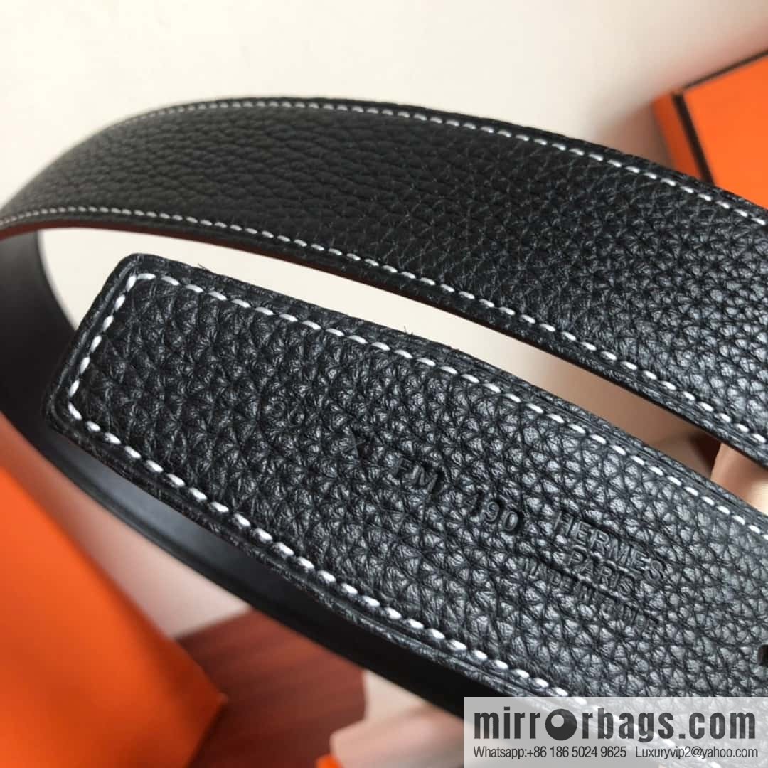 HERMES Hermès counter new royal metal buckle with double-sided original lychee leather 3.8cm belt