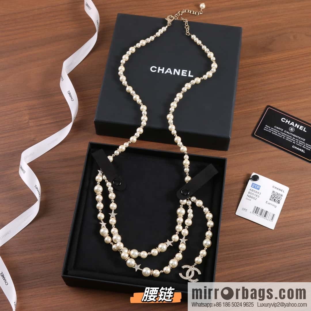 New ☑️ CHANEL CHANEL double c pearl pentagram ⭐ star belt belt chain