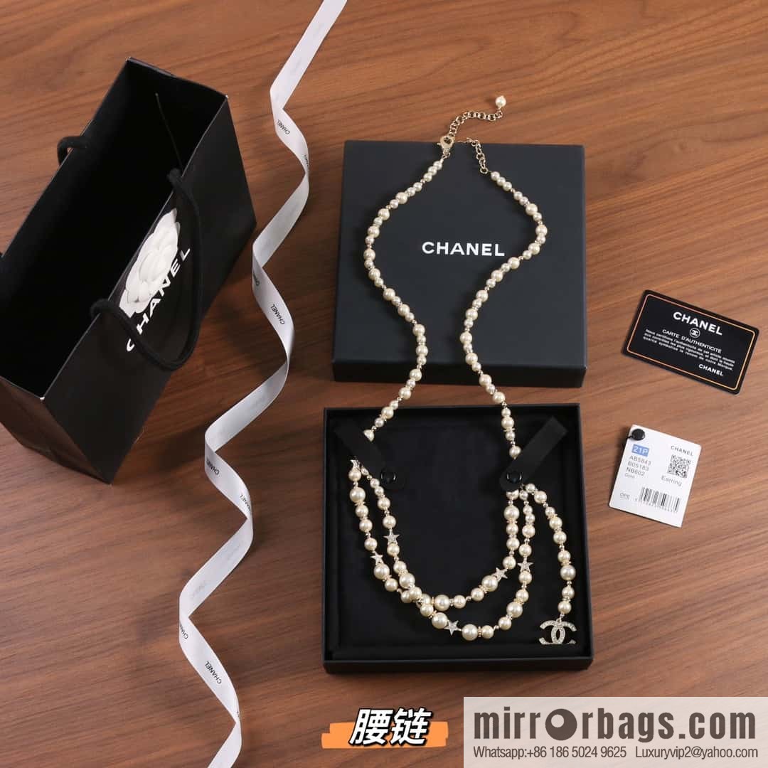 New ☑️ CHANEL CHANEL double c pearl pentagram ⭐ star belt belt chain