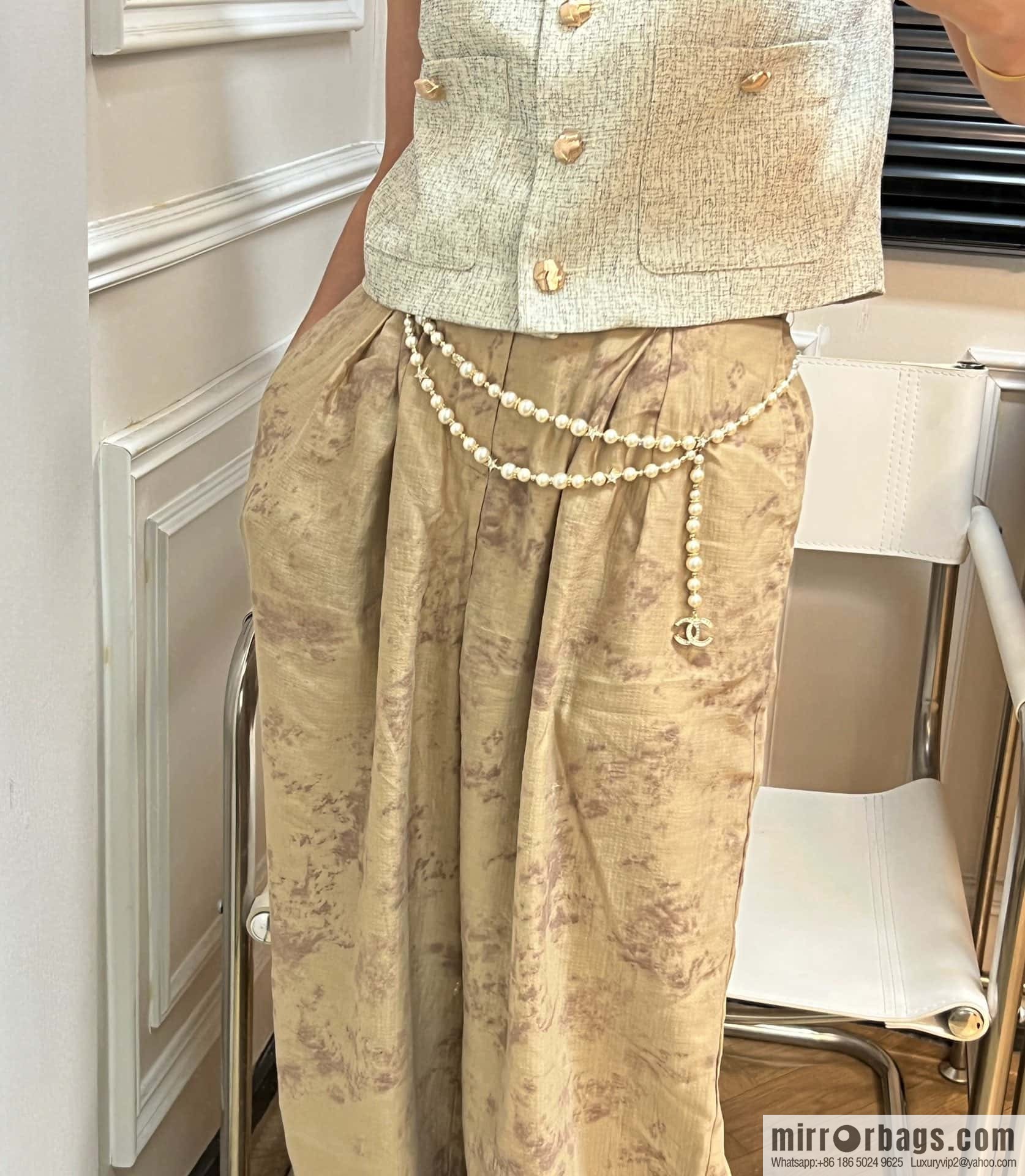 New ☑️ CHANEL CHANEL double c pearl pentagram ⭐ star belt belt chain