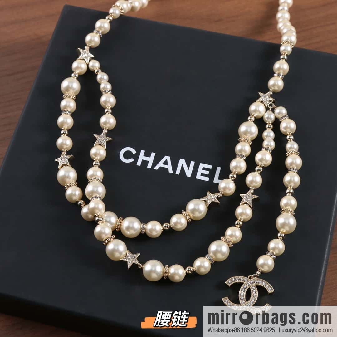 New ☑️ CHANEL CHANEL double c pearl pentagram ⭐ star belt belt chain