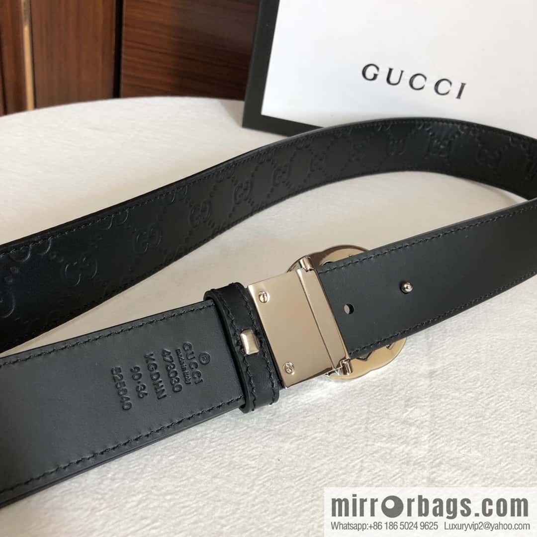 GUCCI double G rotating metal buckle logo embossed belt 36mm men's belt