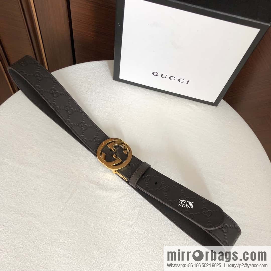 GUCCI double G rotating metal buckle logo embossed belt 36mm men's belt