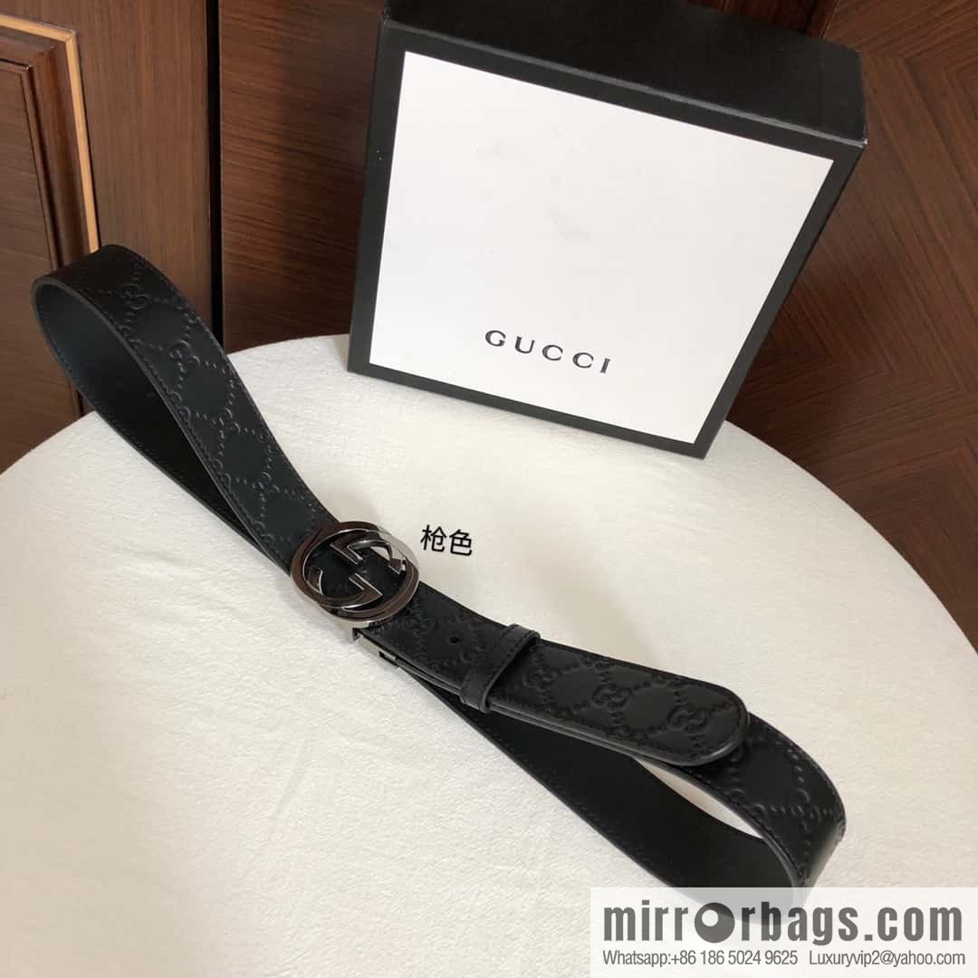 GUCCI double G rotating metal buckle logo embossed belt 36mm men's belt