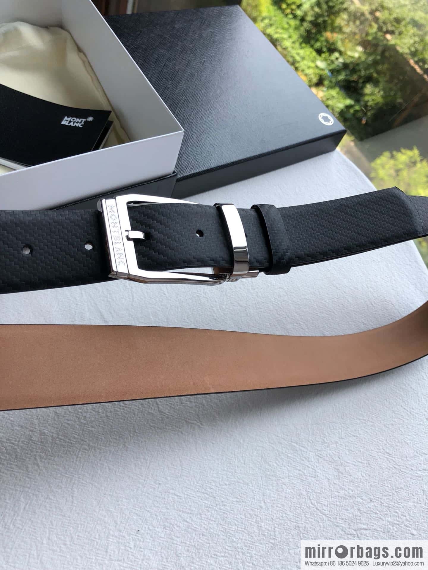 Montblanc Montblanc, Width: 3.5cm Delicate Pin Metal Buckle Belt