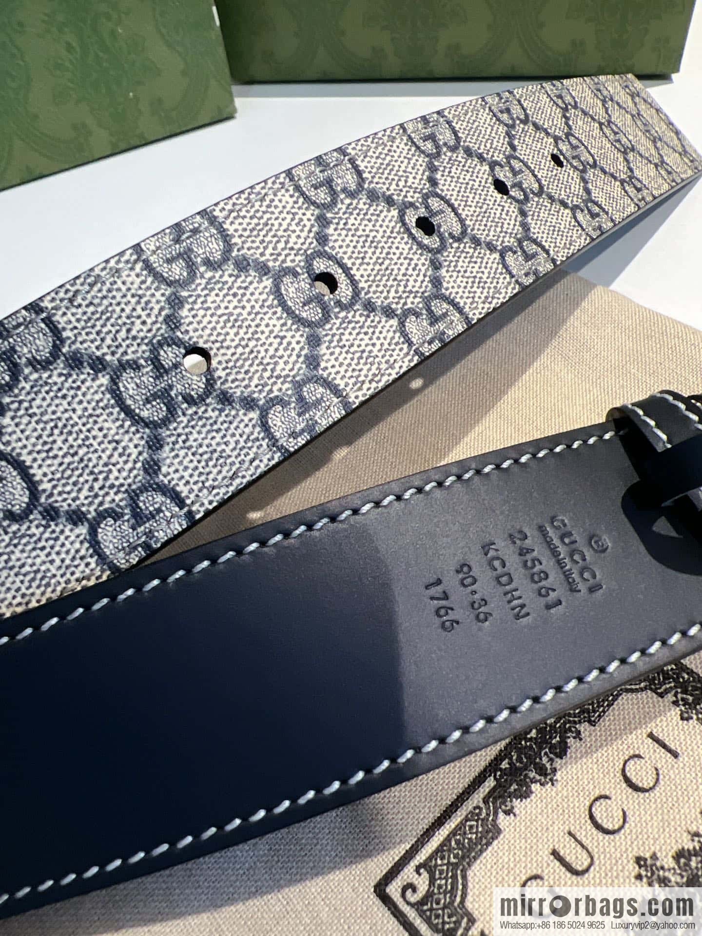GUCCI Gucci, Men's PVC with Leather Double G Stainless Steel Rolling Sand Metal Buckle 38mm Belt