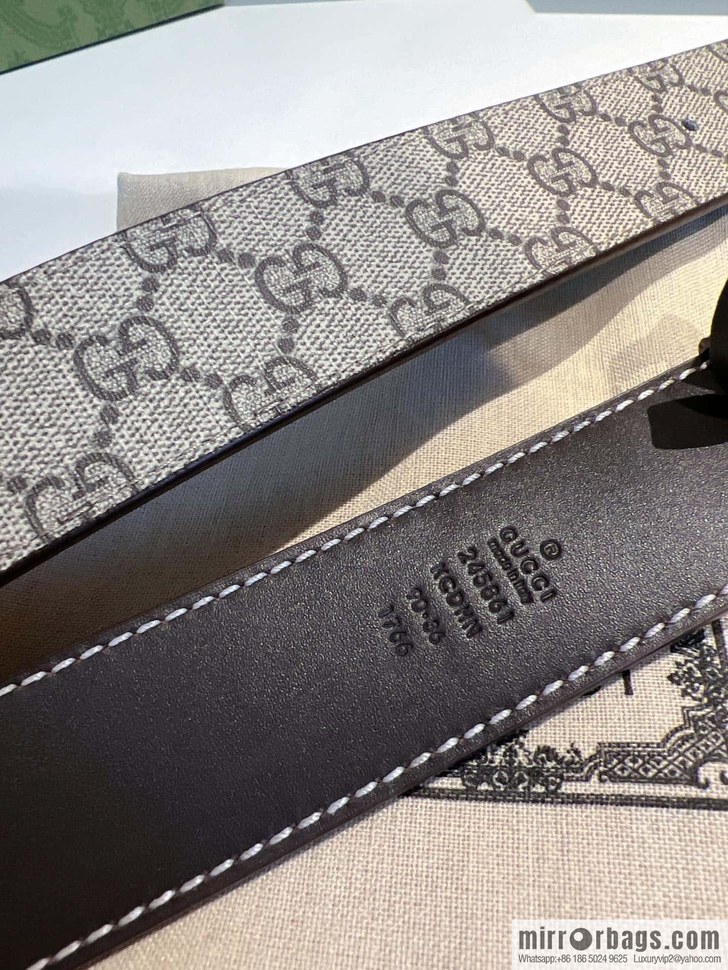 GUCCI Gucci, Men's PVC with Leather Double G Stainless Steel Rolling Sand Metal Buckle 38mm Belt