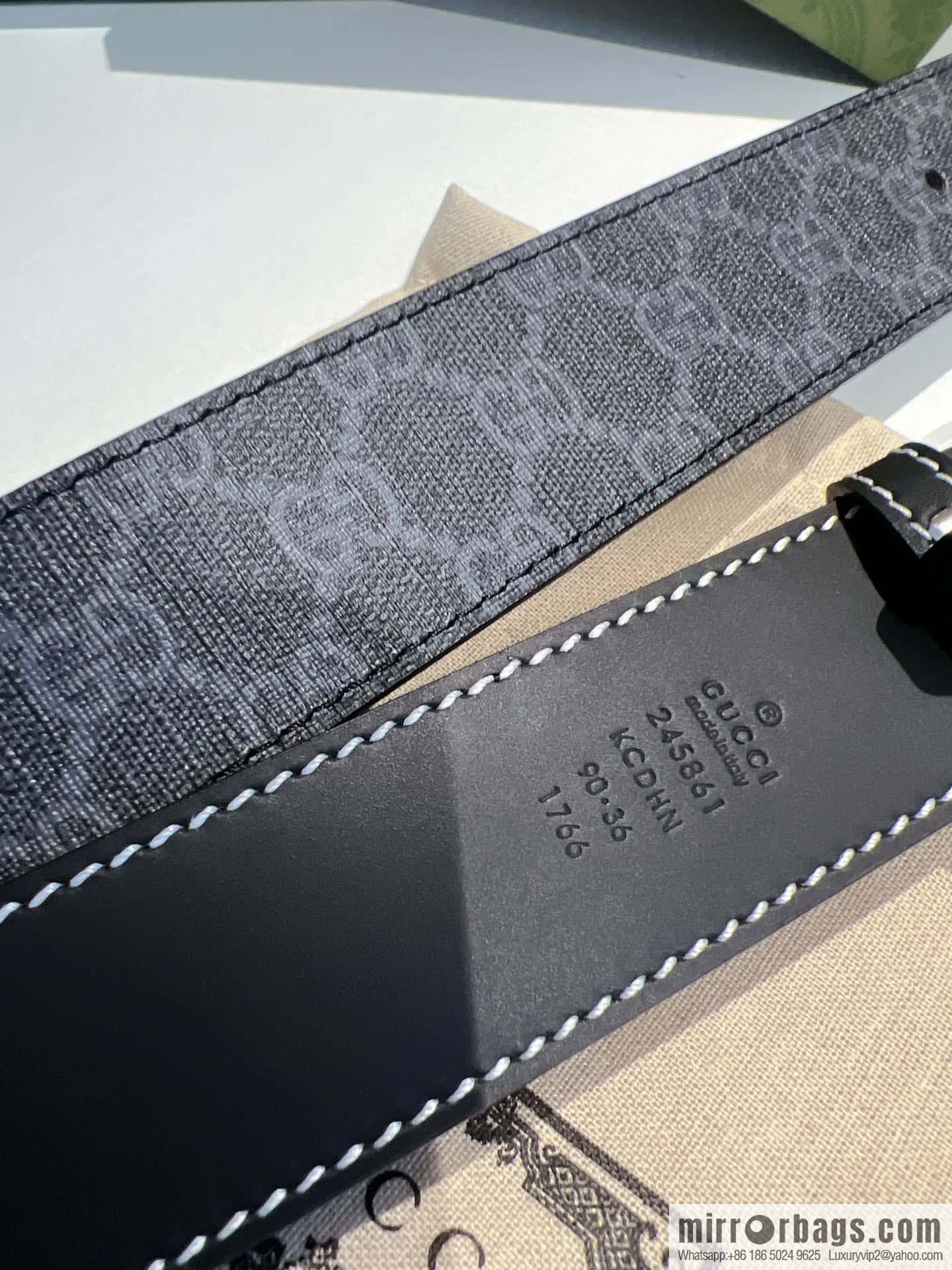 GUCCI Gucci, Men's PVC with Leather Double G Stainless Steel Rolling Sand Metal Buckle 38mm Belt