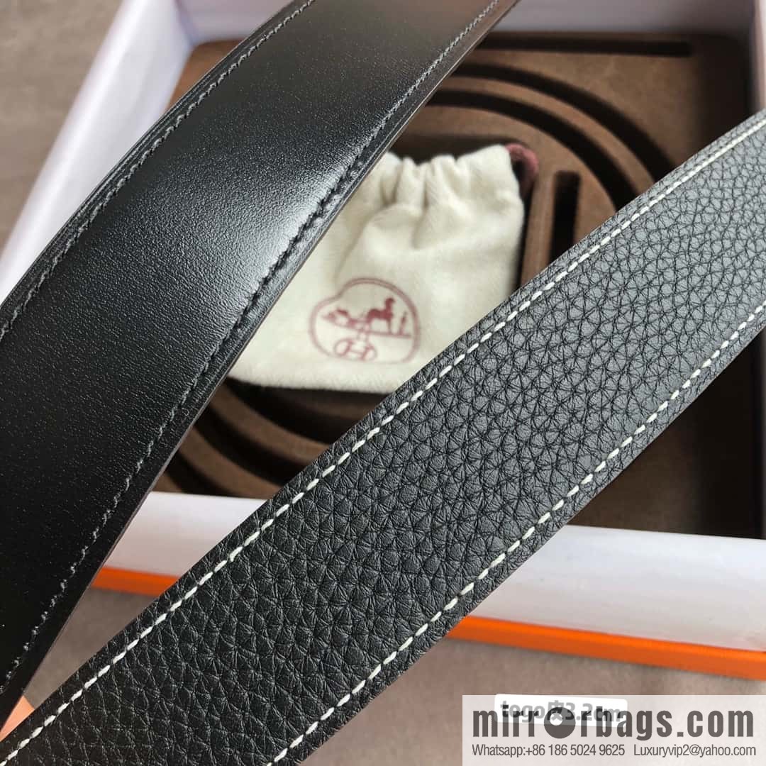 Hermes H solder joint brushed, imported togo leather 3.2CM belt